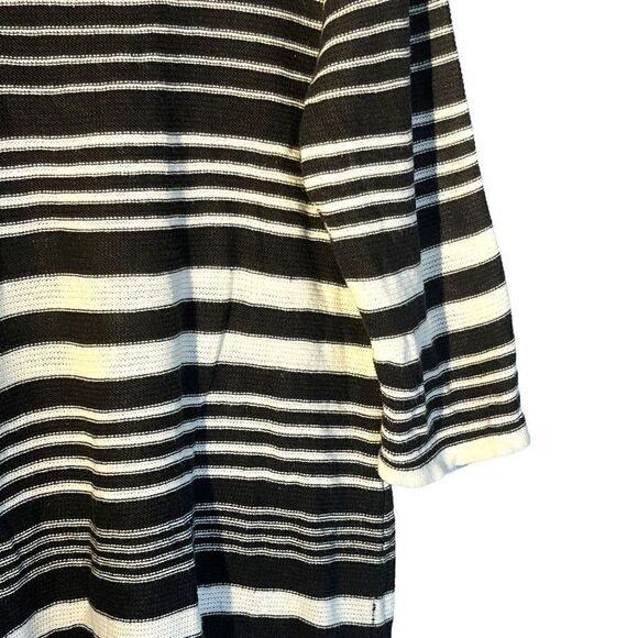 𝅺chico’s cotton ramie knit pullover black white horizontal striped size 3/XL - Picture 6 of 13
